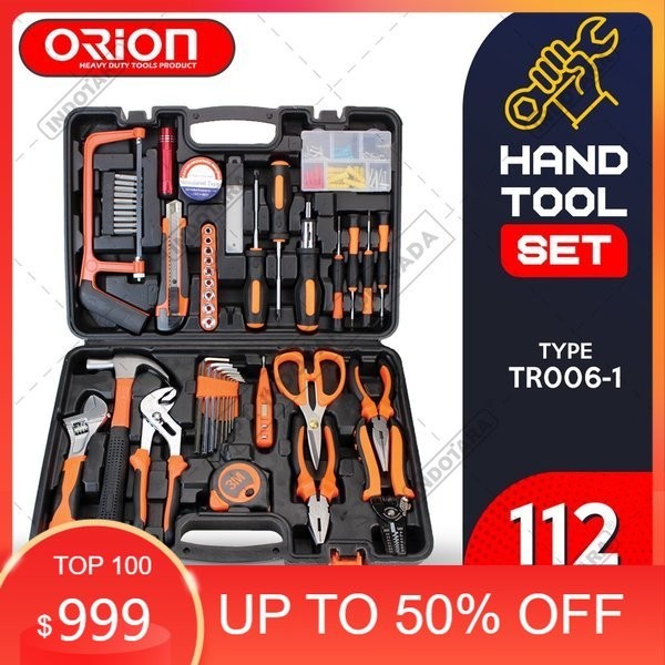 Diskon - Hand Toolset Tool Kit Set Toolkit Toolbox Obeng Kunci set Palu Tang dan gergaji