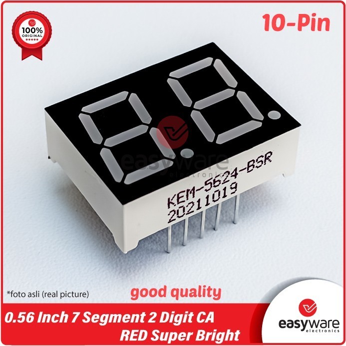 DC99 7 Segment 2 Digit 0.56" Merah CA Seven Segmen 2 Digit Merah - 10 pin