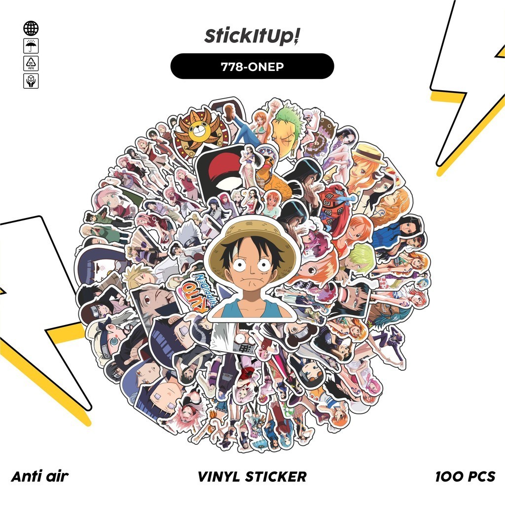 

COD✨ 100 Pcs Stiker Pack One Piece dan Naruto Lucu Aesthetic Vynil Waterproof untuk Freebies Sticker Buku Journal Casing HP Laptop