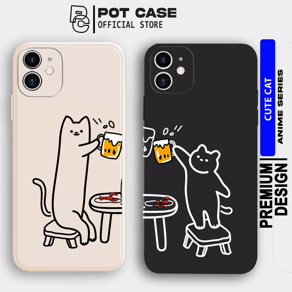 Case Vivo Y12 Y17 Y20 Y30 Y50 Y15S Y21 Y22 PO417 Cute Cat Drink Softcase HP Bergambar Anime Terbaru