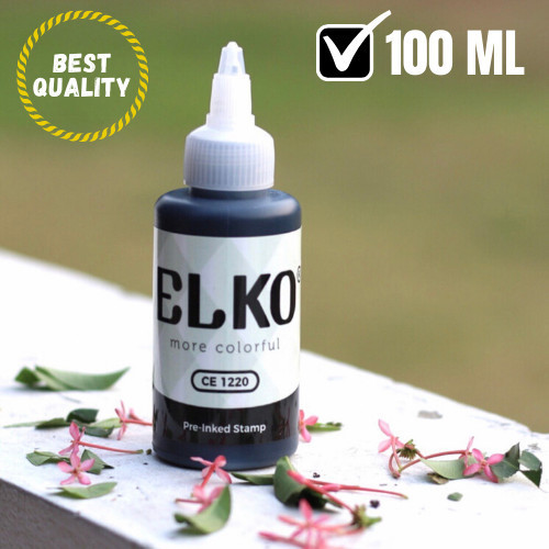 

Best Seller-Promo Tinta Stempel Flash Warna Hitam Waterproof ELKO 100 ML Untuk Kertas