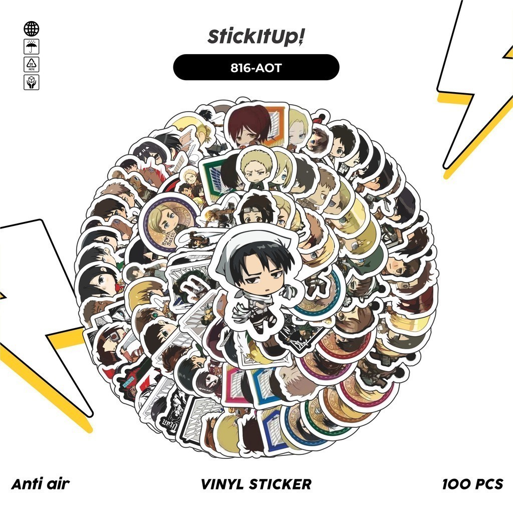 

COD✨ 100 Pcs Stiker Attack on Titan V4 Lucu Anti Air Untuk Dekorasi Notebook Sepeda Skateboard Handphone DIY