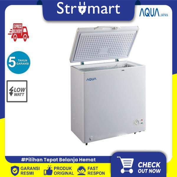 AQUA CHEST FREEZER 100 LITER AQF-100 LOW WATT COOLER BOX MAKANAN BEKU