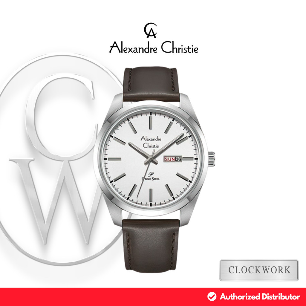 Jam Tangan Pria Alexandre Christie Primo Steel AC 1025 MELSSSLBO Kulit Classic Minimalis Simple Silv