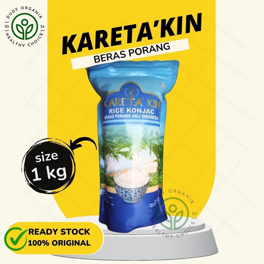 

Kareta kin Beras Porang 1 KG Shirataki Konjac Rice Diet Rendah Kalori
