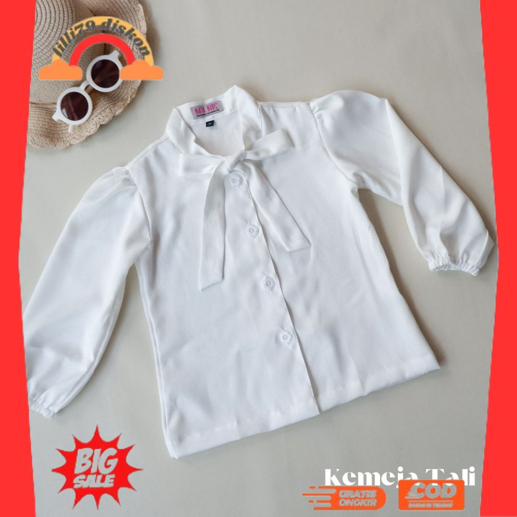 BEST SELLER ~Kemeja Putih Anak/Blouse Putih Anak/ Kemeja Tali Anak/Kemeja Polos Anak Perempuan PROMO