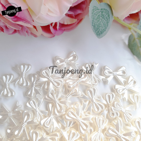 (25 Pcs) Manik Mutiara Pita Pearl Manik Mote Bentuk Pita