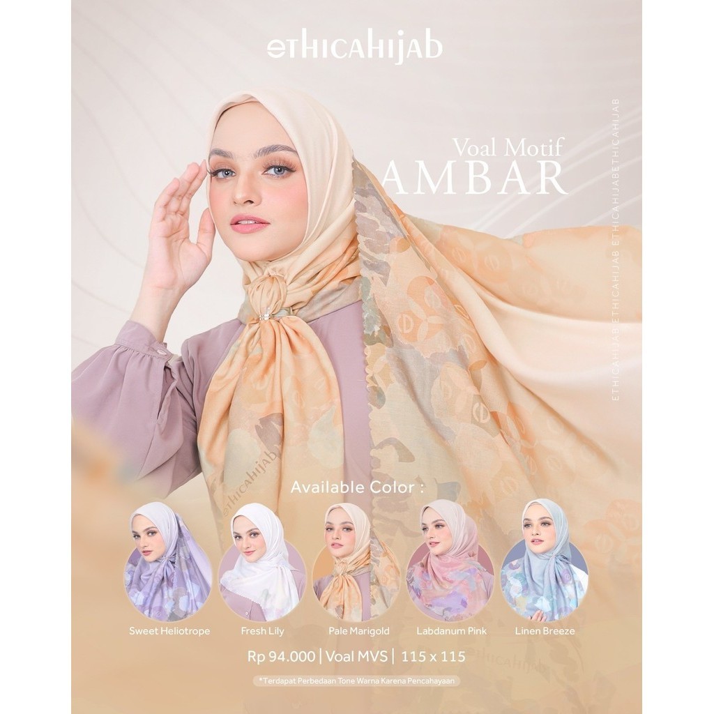 VOAL MOTIF AMBAR /Ethica Hijab /Hijab Voal /Hijab Motif terbaru /Hijab Polos /Ethica Fashion / Voal 