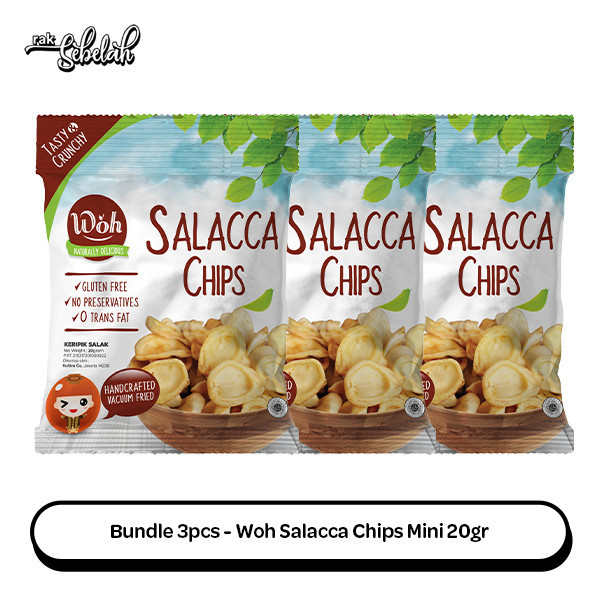 

Bundle 3pcs - Woh MINI Salacca Chips 20gr - Keripik Buah Salak Kering Gluten Free Less Oil Halal | Dried Fruit Chips | Gluten Free Snack