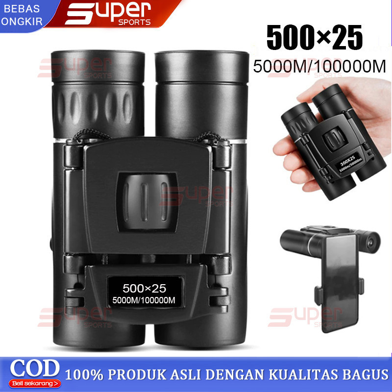 Teropong 500X25 Teropong Teleskop Penglihatan Malam Daya Tinggi 50000/100000M Teropong Lipat Teropon