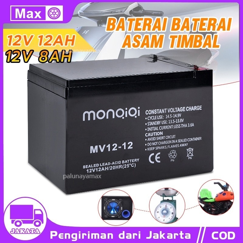 Aki 12V 8AH 12v 12ah Kering Genset Aki UPS SMT Baterai UPS Batere Emergency aki kering ups aki