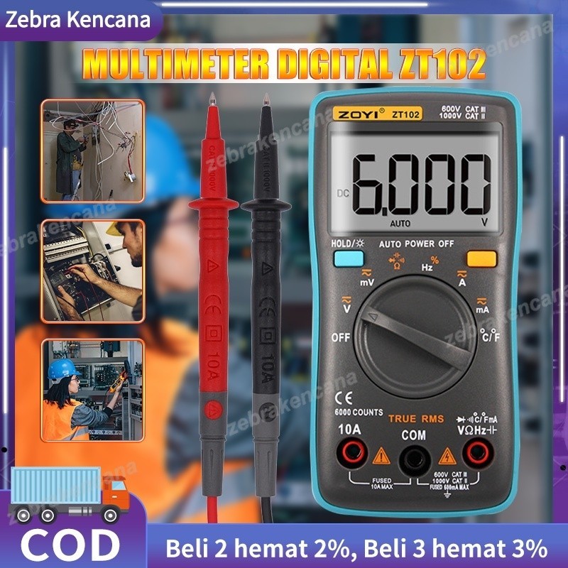 ZT102  Multimeter Digital Alat Pengukur Multimeter Portabel - MZ1 Multitester Voltmeter Digital ZT-1