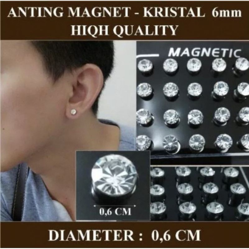 anting permata magnet anting berlian wanita pria