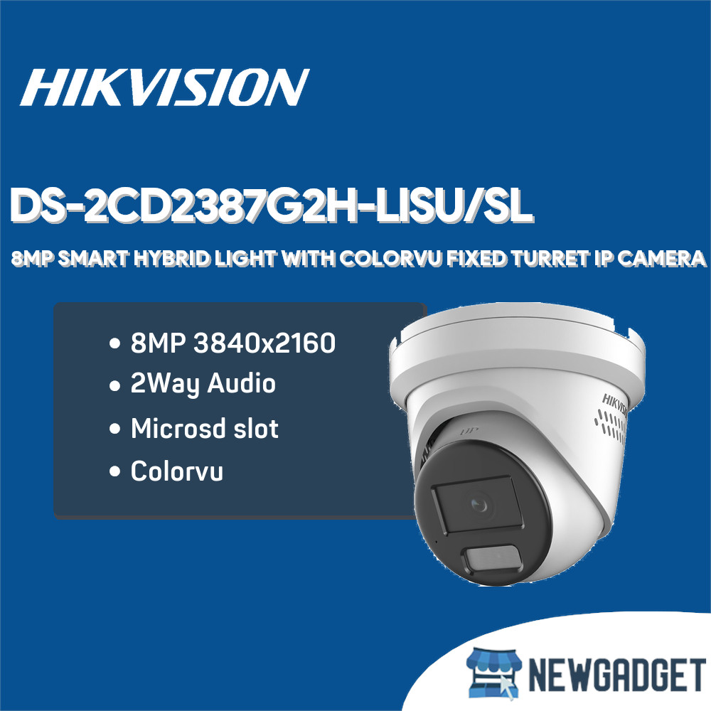 HIKVISION DS-2CD2387G2H-LISU/SL 8MP SMART HYBRID LIGHT COLORVU MICROSD UPTO 512GB TURRET IP CAMERA
