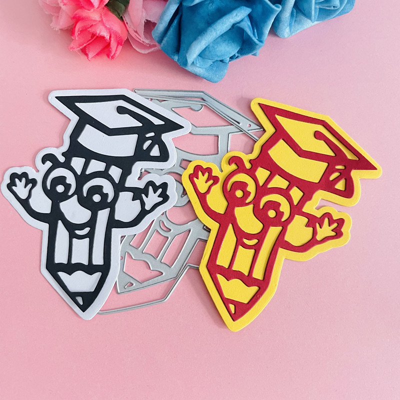 

cute pencil graduation hat decoration die Metal Cutting Dies DIY Scrapbook Paper Cards Embossing Craft Die Cut handmade craft