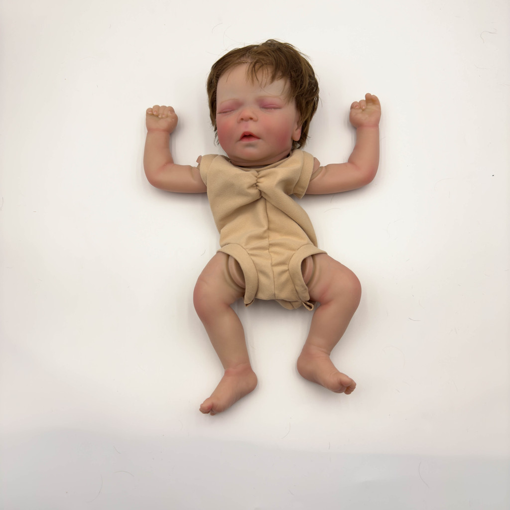 NPK 18inch Darren with Rooted hair Reborn Doll Kit Lifelike Baby Already Painted Unfinished Doll Par