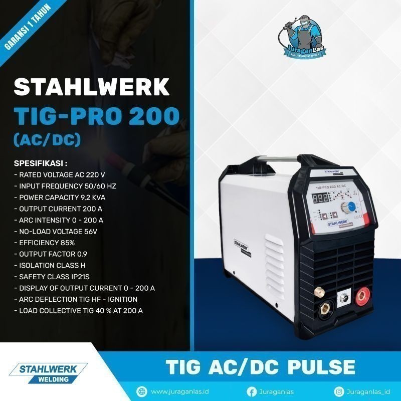 Mesin las AC / DC TIG / Argon Pulse merk Stahlwerk TigPro-200