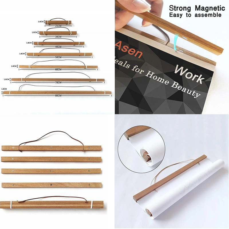 

21-70 cm Painting Frame Magnetic Wooden Hanger Wood Photo Frame Painting Canvas Poster Frame Canvas Frame Art Hanger Christmas