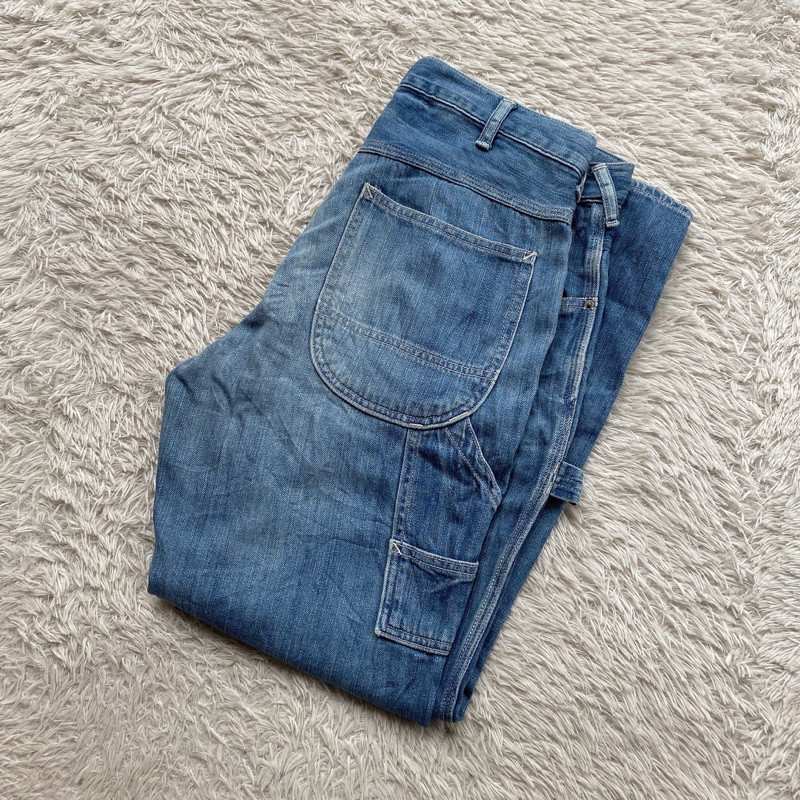 DMG Denim Utility Carpenter Jeans Baggy Fit Straight Leg Washed Rugged Flex Stretch