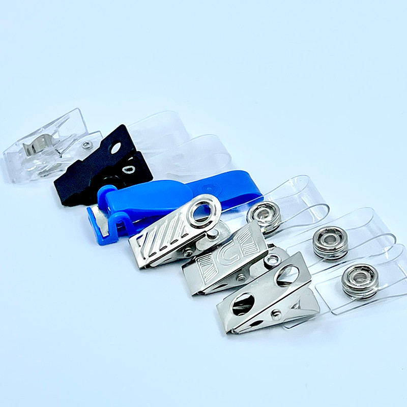 

10pcs 6 Styles Badge Clips Lanyard for Office Work Credentials Pass Badg ID Card Holder Accessory Metal Plastic Clamp Snap Strap
