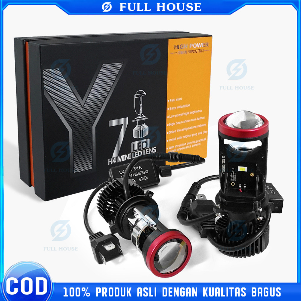Projie Led Mobil Mini Projie Y7D H4 Mobil Super Terang Lampu Led Mobil Utama Kabut Headlamp Lampu Mo