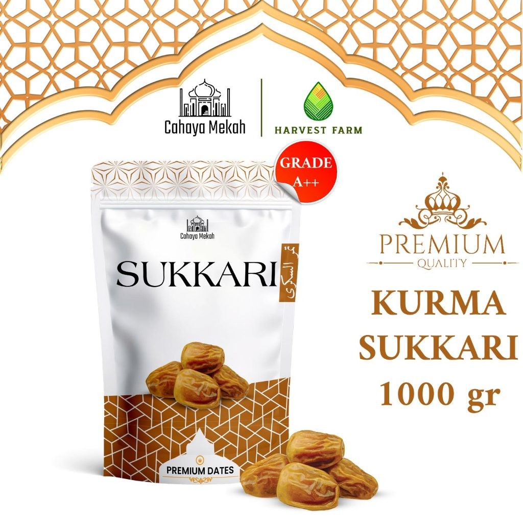 

Cahaya Mekah Kurma Sukkari 1Kg Pouch Premium Original High Quality Kurma Sukari Raja Premium