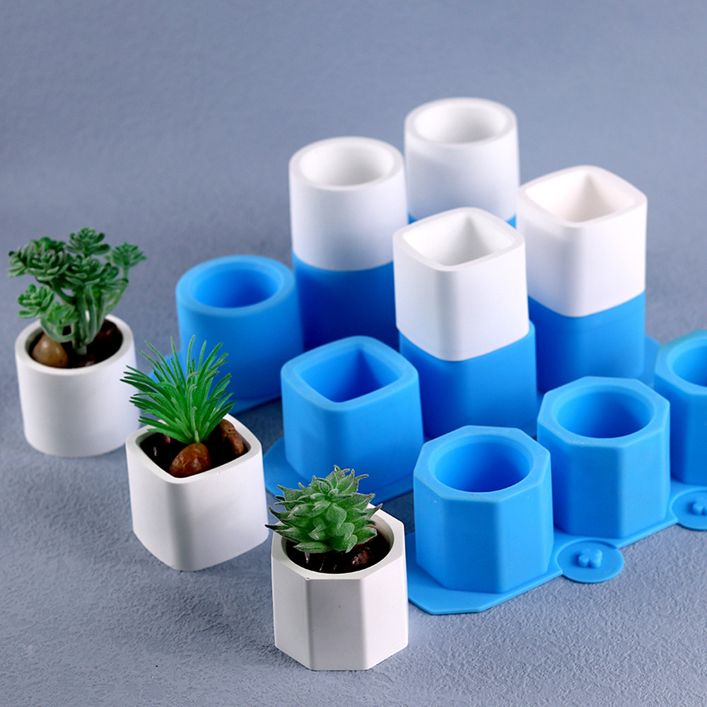 

Concrete Flower Pot Mold Silicone Geometric Planter Cement Plaster Molds Candle Cup Resin Crafts Making Mould Home Decoration