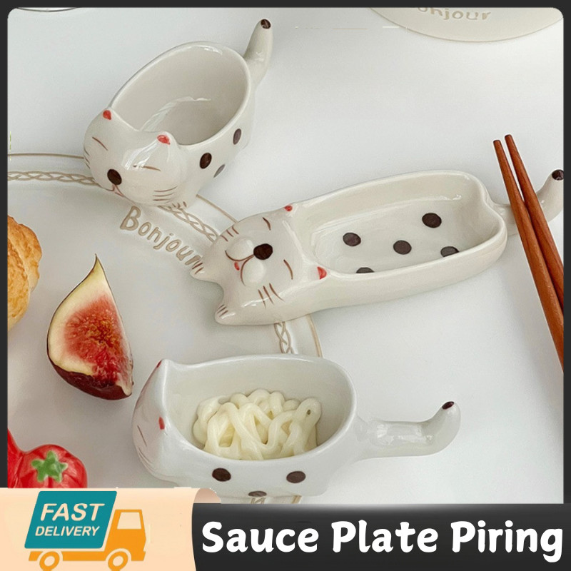 Sauce Plate Ceramic Keramik Piring Mangkok Cute Ceramic Piring Saus Bermotif Kucing