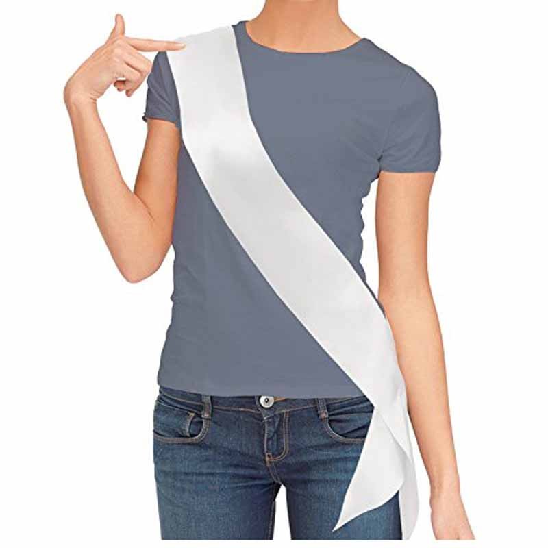 

White black Blank Satin Sash Make Your Own Sash for birthday Bride to Be Bachelorette hen Party Wedding baby shower Decoration