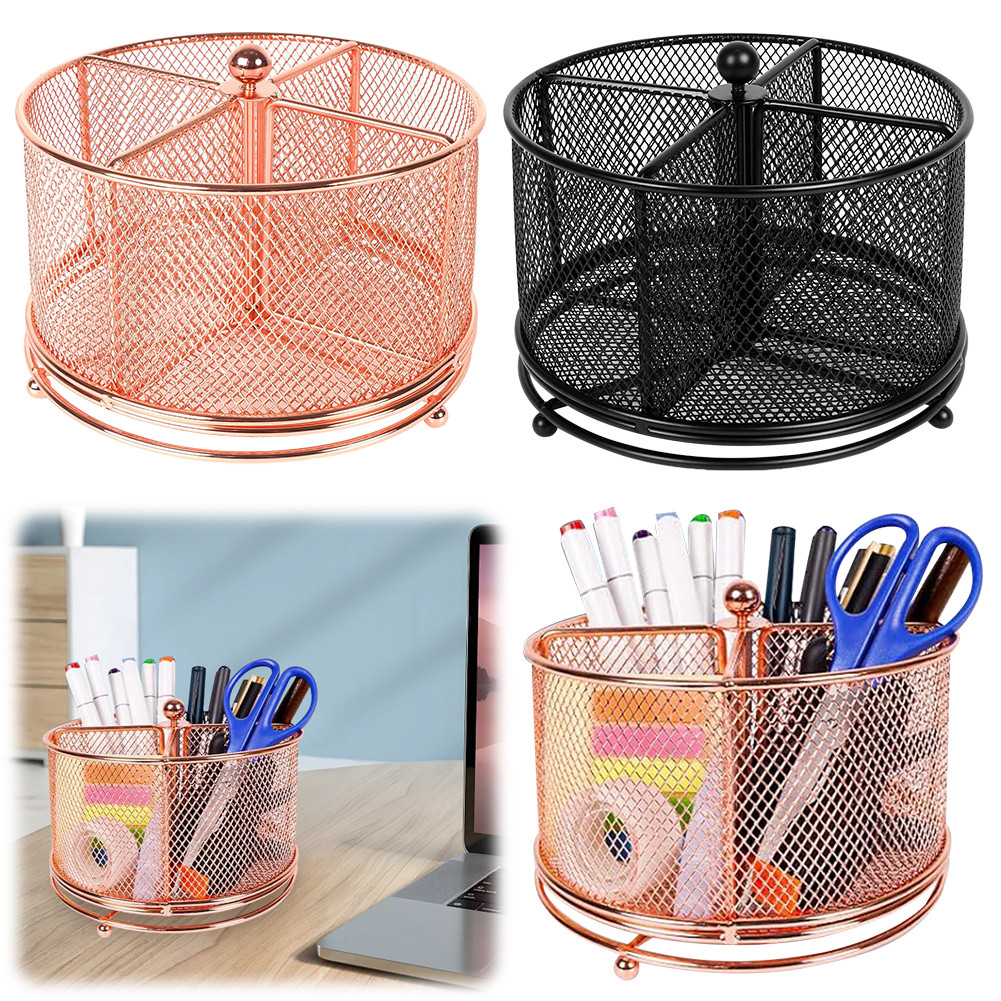

Rotatable Pen Holder Pen Holder Stand Large Capacity Makeup Brush Holder 4 Compartments Multi-Function for Pen Pencil Marker Pen