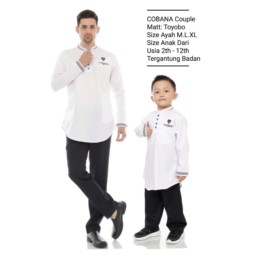 Cobana Moslem - Baju Koko Couple Anak Dan Ayah Tangan Panjang - Koko Kurta Cobana Couple