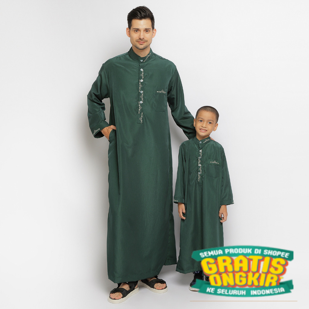 Gamis Pria Dewasa dan anak laki laki Jubah Muslim Warna Hijau botol GP 08 Emerald By. Busana Arafah/