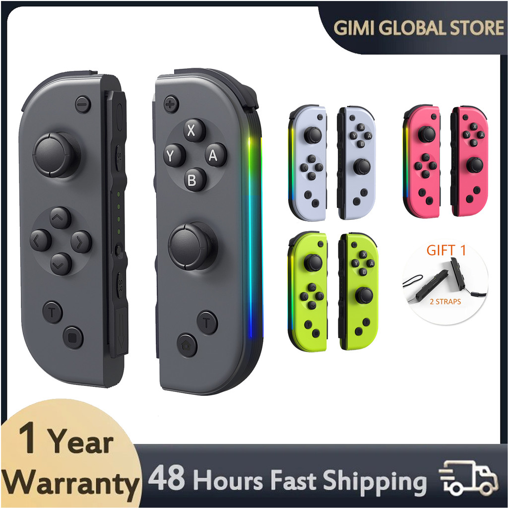 Controller for Swith Colorful RGB Light Game Controller (L/R) Wireless joycon for Switch Oled Dual V