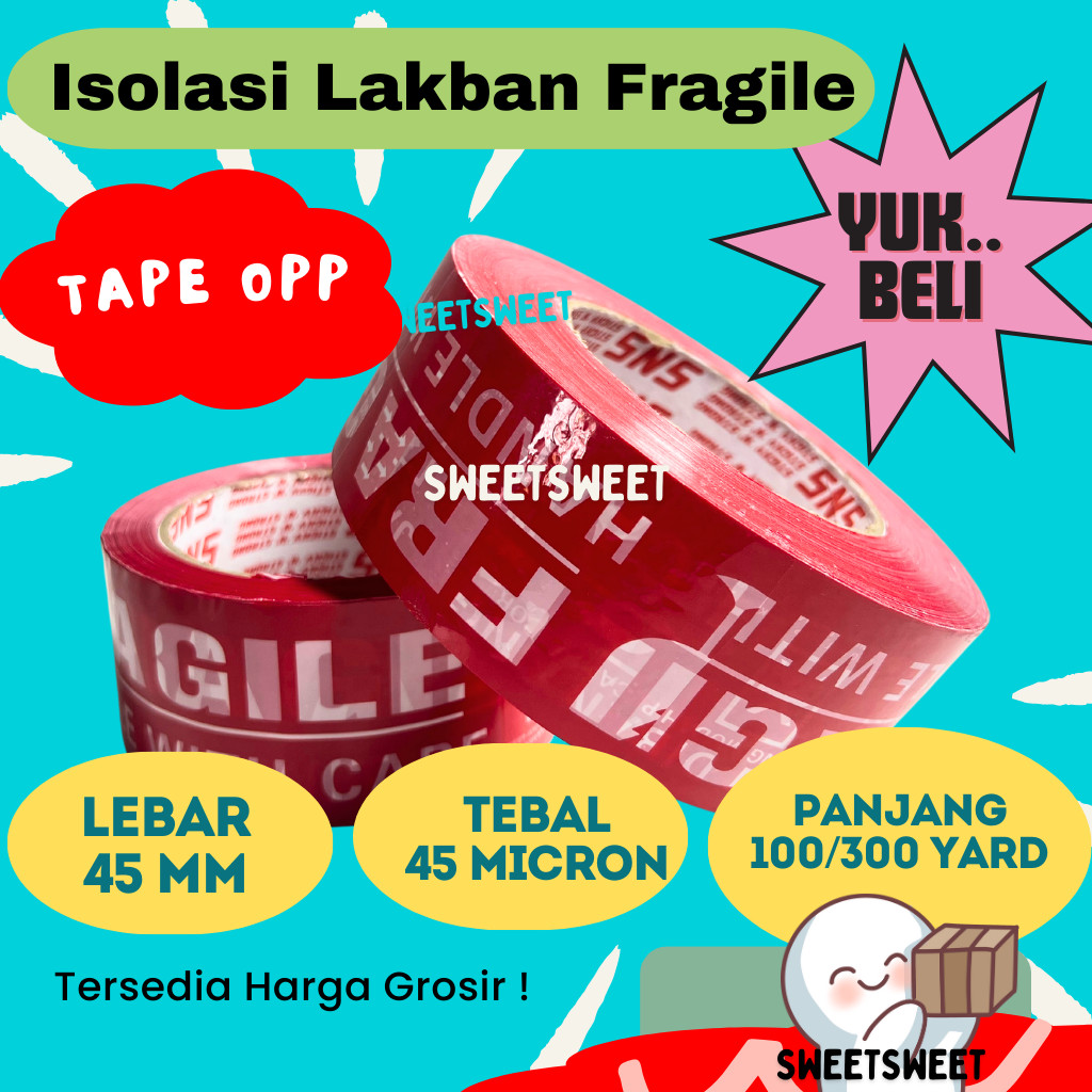 

Sweetsweet SNS Lakban Merah Fragile 100 Yard | Isolasi Jumbo Best {BISA COD} {Tersedia Harga Grosir}