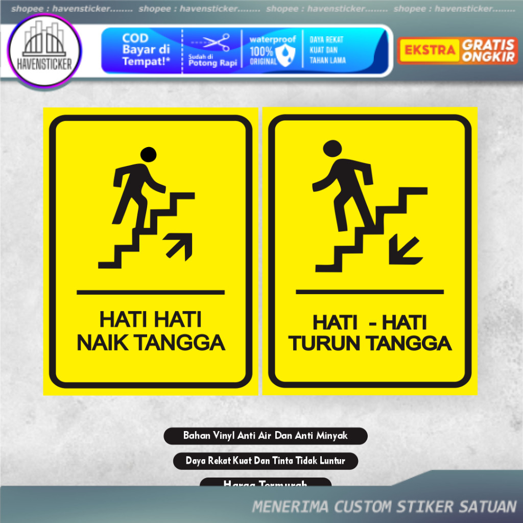 

Sign Sticker hati hati Naik tangga - stiker hati hati turun tangga - Stiker turun tangga awas jatuh - sticker turun tangga - sticker naik tangga - stiker tangga - stiker awas jatoh