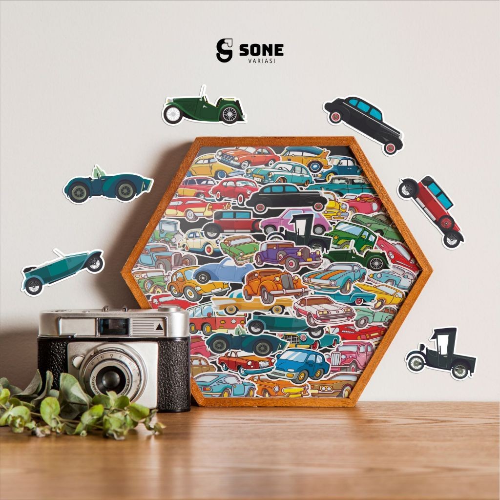 

Stiker Vintage Car Paper Vinyl Anti Air Aksesoris Laptop Buku Tumbler