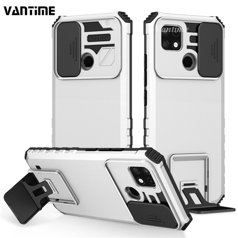 Casing HP Realme C21Y C25Y C21 Penutup Kamera Geser Penyangga Kickstand Tahan Guncangan Pelindung Be