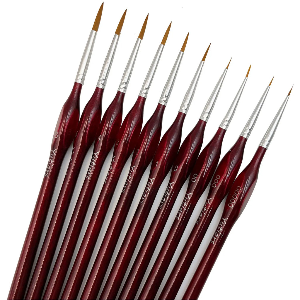 

10Pcs Detail Paint Brushes Extra Fine Detail Miniature Paint Brush Set fine Paint Brush for Miniature Painting Small Scale Mode