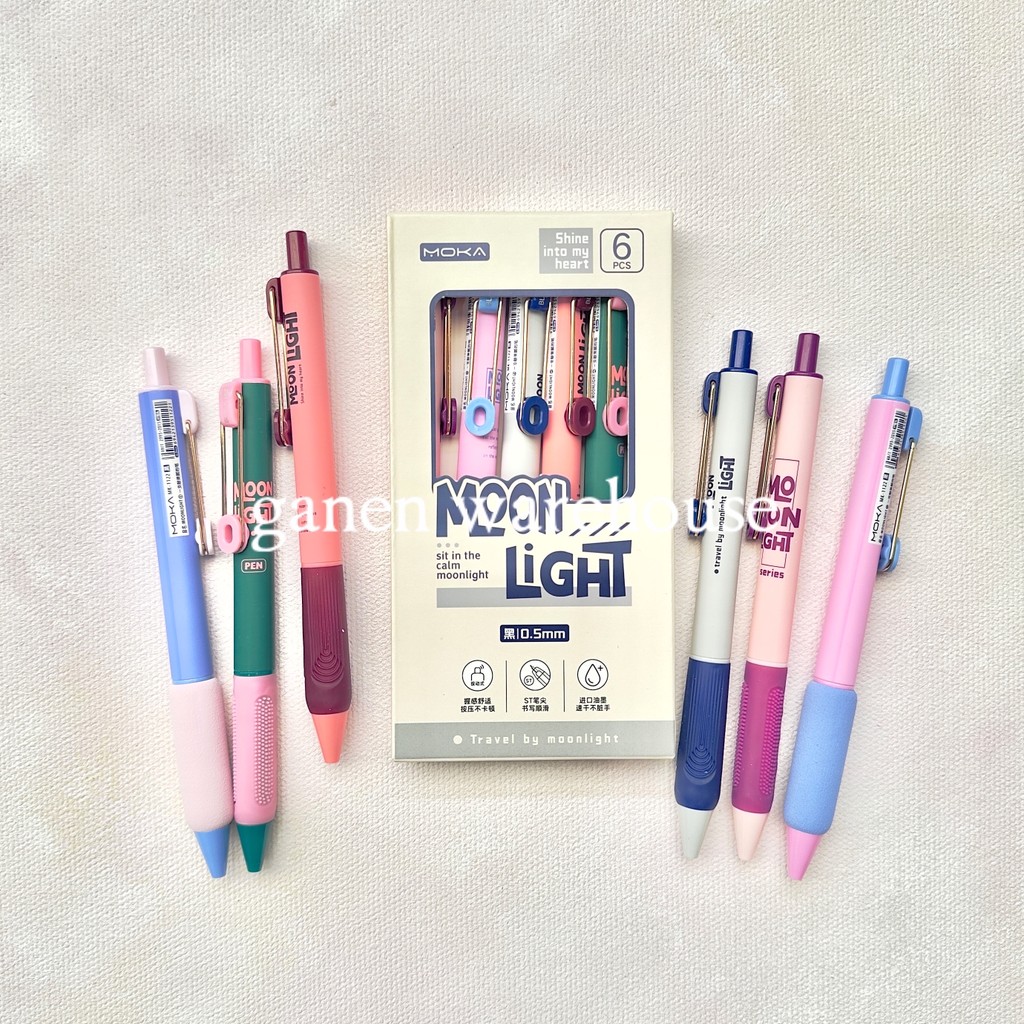 

[GW] Moonlight Gel Pen Isi 6 Pena 0.5mm Pulpen Tinta Hitam