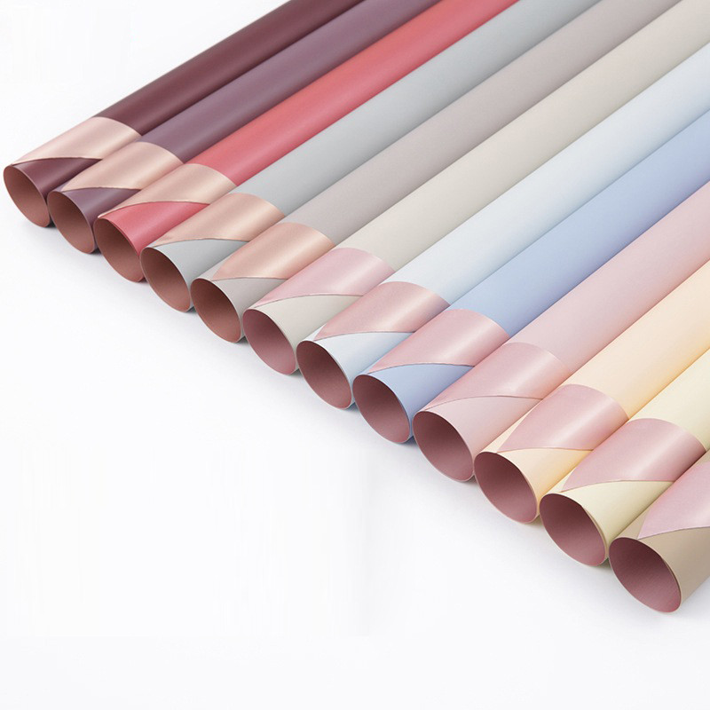 

(pack)Kertas Buket polos Cellophane Bicolor Rosegold/Double Side 20 lembar