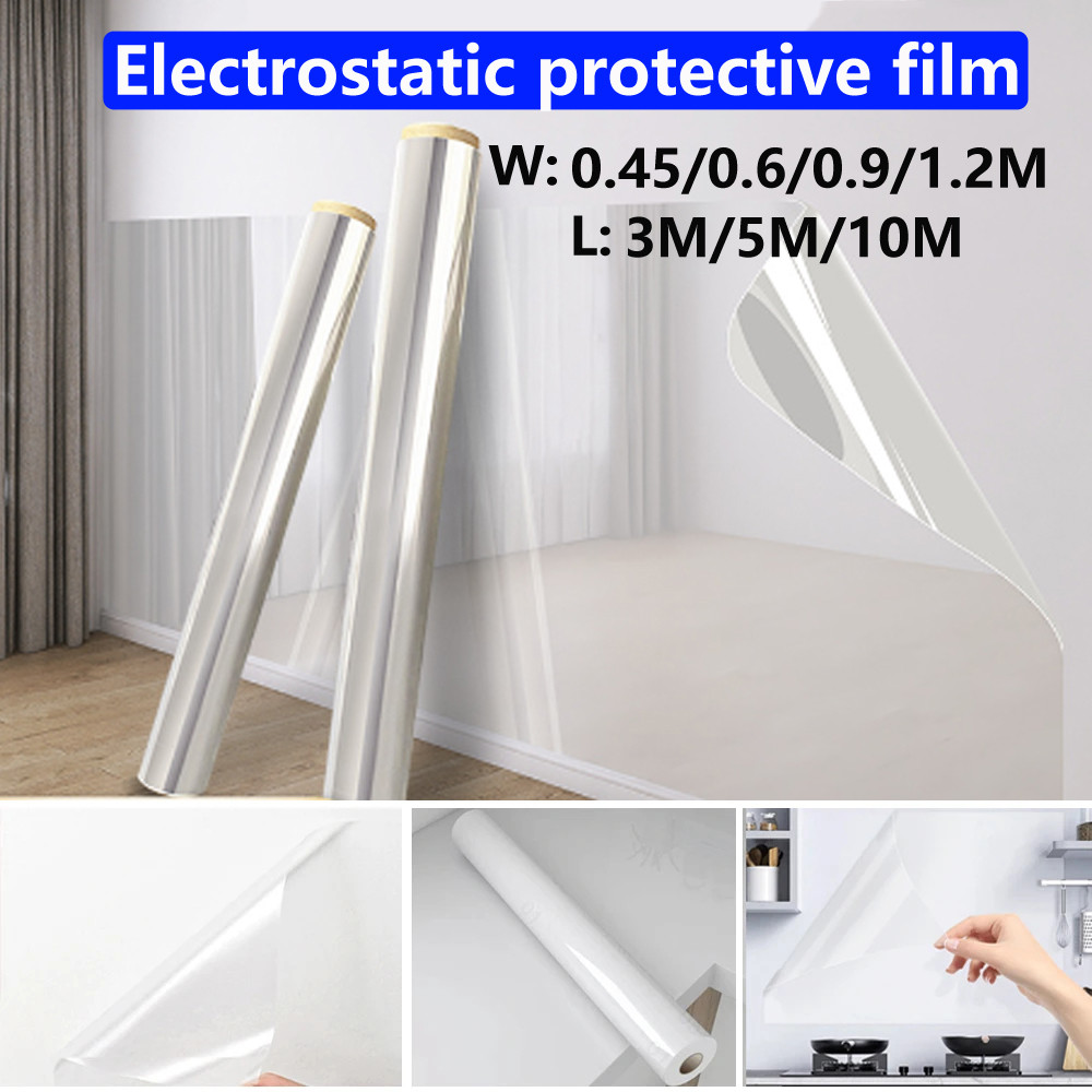3/5/10m Transparent Electrostatic Protective Film Self Adhesive Oil Proof Wall Sticker Wallpaper Wat
