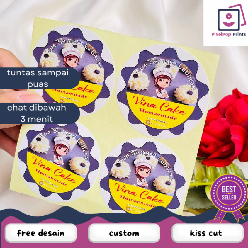 

Opikapip 5-8 Sticker Label Toples Kue Edisi Cookies Lebaran Stiker Free Desain Custom Nama Sedang