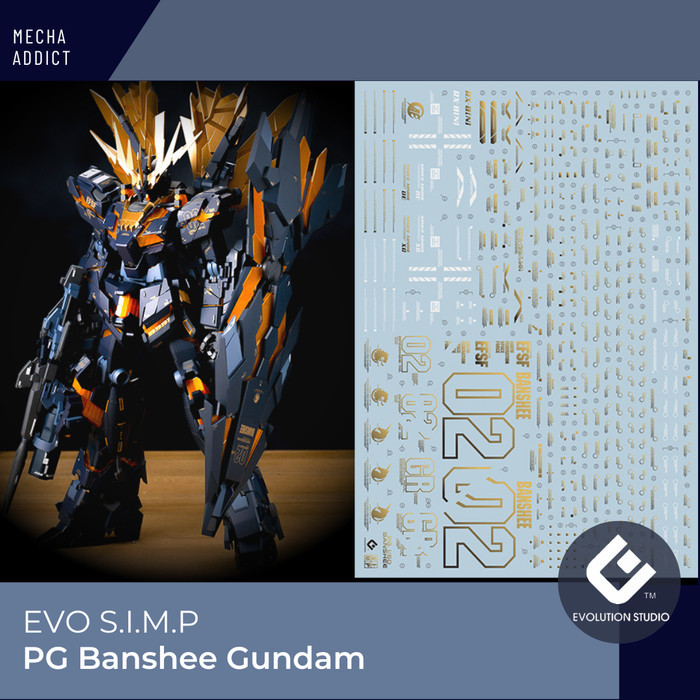 Water Slide Decal PG Banshee Gundam by EVO SIMP - Metallic Gold
