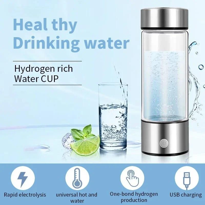 Rich Hydrogen Oxygen Water Cup H2 Inhalation Device Water Bottle SPE PEM Dual Chamber Maker Lonizer 