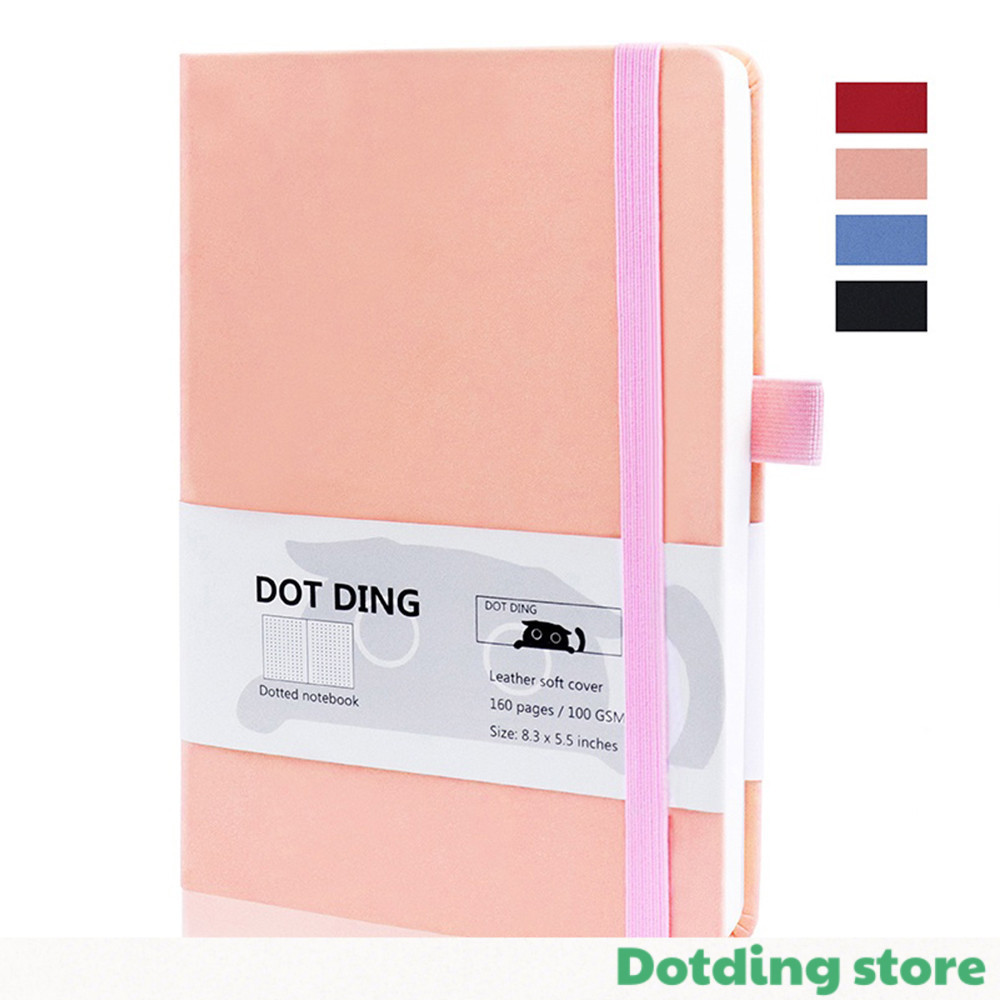 

【Dotding】Buku Catatan A5 Sampul Kulit Lembut Kertas Tebal 100gsm 160 Halaman Pilihan Halaman Dot Minimalis 4 Warna Cocok untuk Bisnis Harian A314