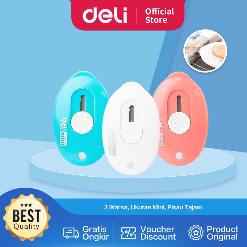 

Deli Mini Cutter Portabel 3 Warna Desain Simple, Pisau Tajam, Untuk Membuka Paket E2050