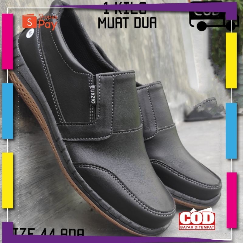 UKURAN SIZE 37 38 39 40 41 42 43 44 45 / Sepatu Pria Kulit Slip On Kasual Sintetis Kerja Kantoran So