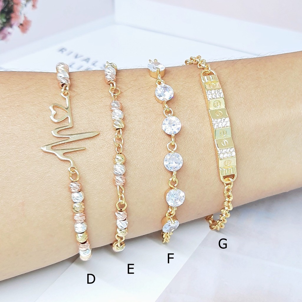 Perhiasan Gelang Tangan Wanita Bola Bola Premium Rhodium Xuping Rantai Milano Silver Rose Gold Putih