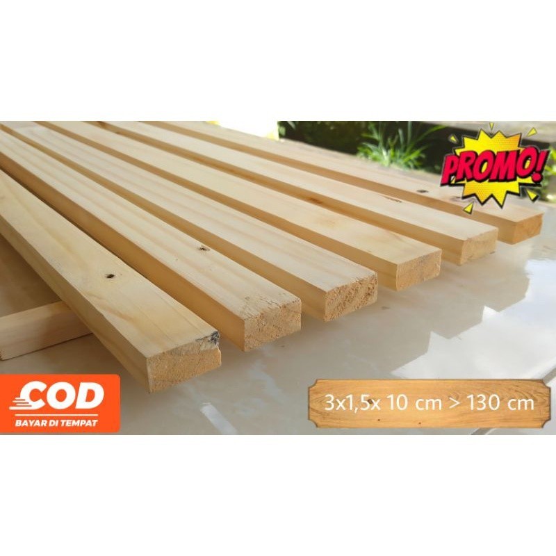 [PROMO] Lis Kayu Jati Belanda Halus ex Palet ukuran ( 3x1,5x Panjang 10>120 cm ) untuk dekorasi dan 