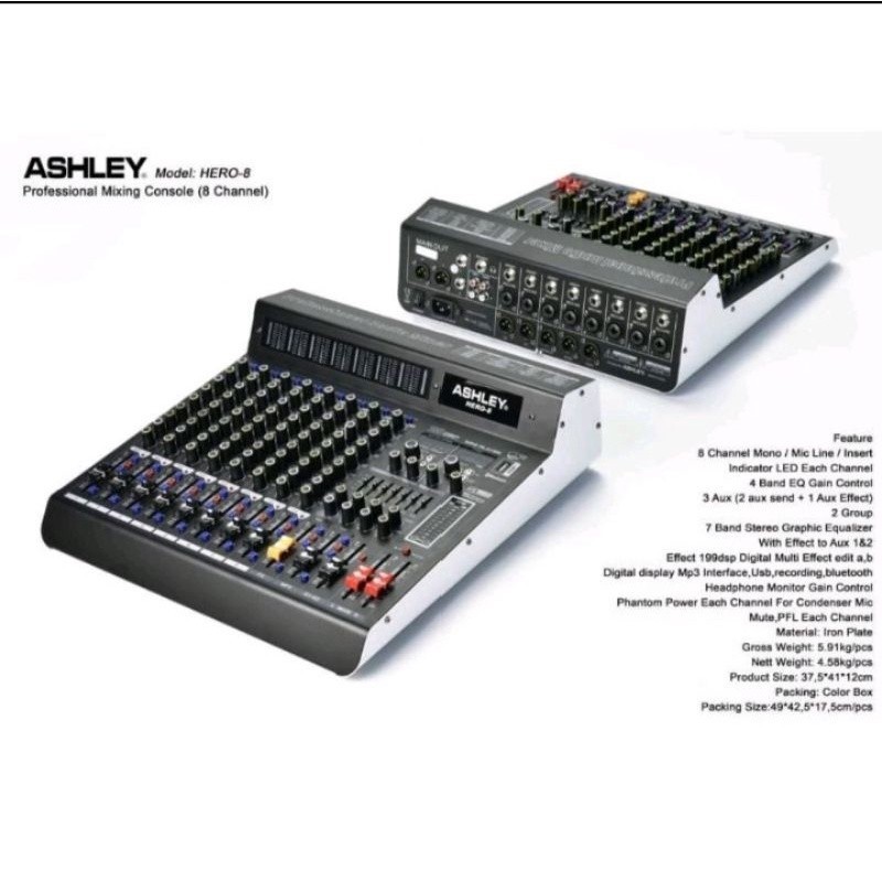 Mixer Ashley Hero 8 Channel Original Multi Effect 199dsp